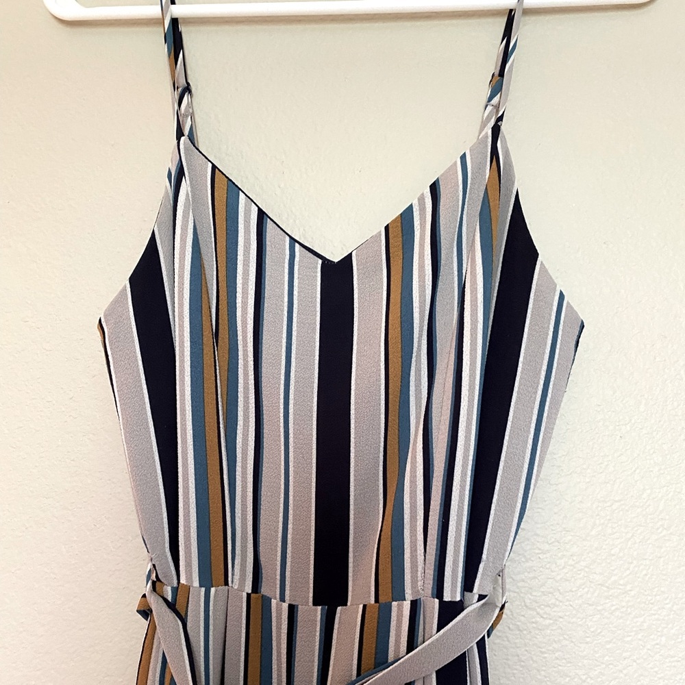 Striped Jumpsuit with Front Tie